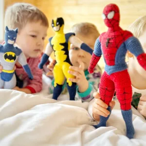 Crochet toy pattern bundle with three superheroes by Monoxatoys
