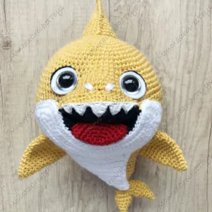Cute Baby Shark crochet pattern – bright and happy amigurumi sea creature with easy step-by-step guide by Monoxatoys