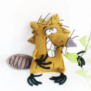Norbert crochet pattern – fun 90s cartoon-inspired amigurumi beaver toy tutorial with detailed steps by Monoxatoys