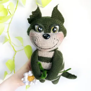 Amigurumi cat crochet pattern – Lucifer-inspired character design with villainous charm by Monoxatoys